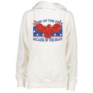 Land Of The Free Because Of The Brave Eagle 4th Of July Cool Gift Womens Funnel Neck Pullover Hood