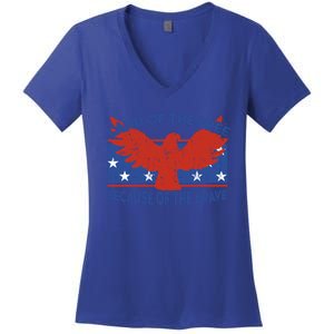 Land Of The Free Because Of The Brave Eagle 4th Of July Cool Gift Women's V-Neck T-Shirt