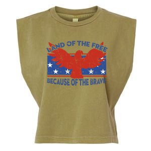 Land Of The Free Because Of The Brave Eagle 4th Of July Cool Gift Garment-Dyed Women's Muscle Tee