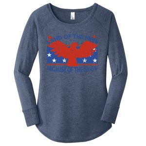 Land Of The Free Because Of The Brave Eagle 4th Of July Cool Gift Women's Perfect Tri Tunic Long Sleeve Shirt