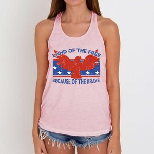 Land Of The Free Because Of The Brave Eagle 4th Of July Cool Gift Women's Knotted Racerback Tank