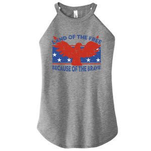 Land Of The Free Because Of The Brave Eagle 4th Of July Cool Gift Women's Perfect Tri Rocker Tank