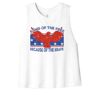 Land Of The Free Because Of The Brave Eagle 4th Of July Cool Gift Women's Racerback Cropped Tank