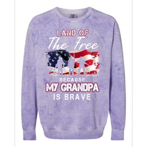 Land Of The Free Because My Grandpa Is Brave Gift Colorblast Crewneck Sweatshirt