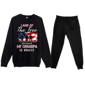 Land Of The Free Because My Grandpa Is Brave Gift Premium Crewneck Sweatsuit Set