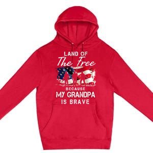 Land Of The Free Because My Grandpa Is Brave Gift Premium Pullover Hoodie