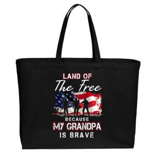 Land Of The Free Because My Grandpa Is Brave Gift Cotton Canvas Jumbo Tote