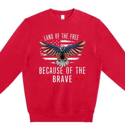 Land Of The Free Because Of The Brave Memorial Day Patriotic Premium Crewneck Sweatshirt