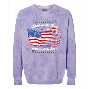 Land Of The Free Because Of The Brave Patriotic 4th Of July Cute Gift Colorblast Crewneck Sweatshirt