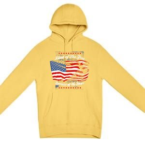 Land Of The Free Because Of The Brave Patriotic 4th Of July Cute Gift Premium Pullover Hoodie