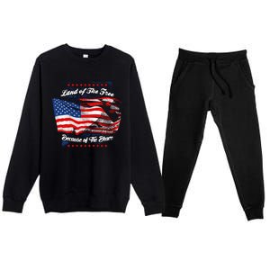 Land Of The Free Because Of The Brave Patriotic 4th Of July Cute Gift Premium Crewneck Sweatsuit Set