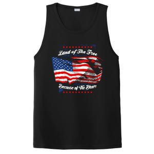 Land Of The Free Because Of The Brave Patriotic 4th Of July Cute Gift PosiCharge Competitor Tank