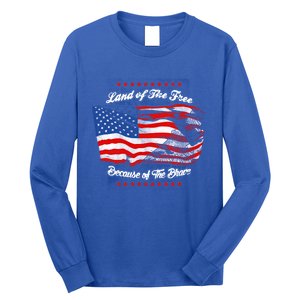 Land Of The Free Because Of The Brave Patriotic 4th Of July Cute Gift Long Sleeve Shirt