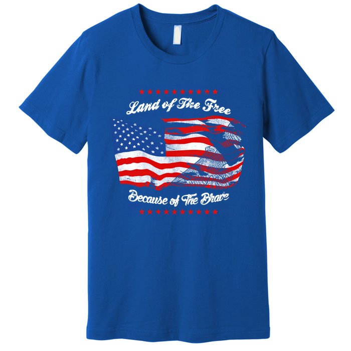 Land Of The Free Because Of The Brave Patriotic 4th Of July Cute Gift Premium T-Shirt