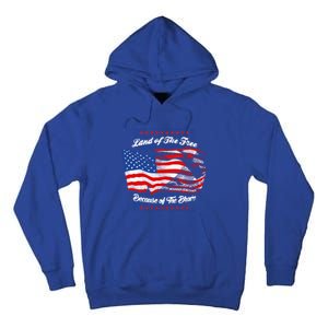 Land Of The Free Because Of The Brave Patriotic 4th Of July Cute Gift Tall Hoodie