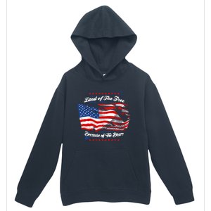 Land Of The Free Because Of The Brave Patriotic 4th Of July Cute Gift Urban Pullover Hoodie