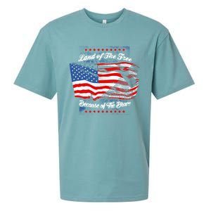 Land Of The Free Because Of The Brave Patriotic 4th Of July Cute Gift Sueded Cloud Jersey T-Shirt