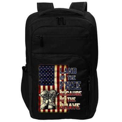 Land Of The Free,Because Of The Brave Memorial Day Patriotic Impact Tech Backpack