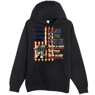Land Of The Free,Because Of The Brave Memorial Day Patriotic Premium Pullover Hoodie