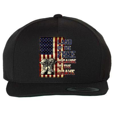 Land Of The Free,Because Of The Brave Memorial Day Patriotic Wool Snapback Cap