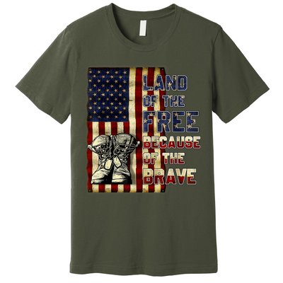Land Of The Free,Because Of The Brave Memorial Day Patriotic Premium T-Shirt
