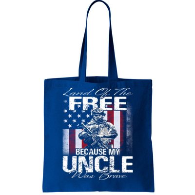 Land Of The Free Because My Uncle Is Brave Veteran Gift Tote Bag