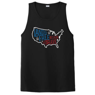 Land Of The Free Because Of The Brave Independence Day Gift PosiCharge Competitor Tank