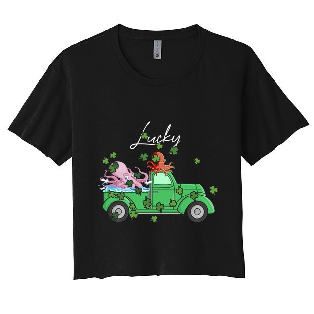 Lucky Octopus Truck Happy St Patricks Day Irish Clover Gift Crop Top