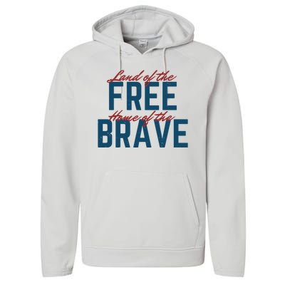 Land Of The Free Home Of The Brave Vintage Performance Fleece Hoodie