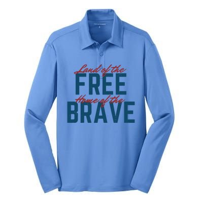 Land Of The Free Home Of The Brave Vintage Silk Touch Performance Long Sleeve Polo