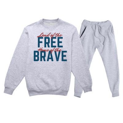 Land Of The Free Home Of The Brave Vintage Premium Crewneck Sweatsuit Set