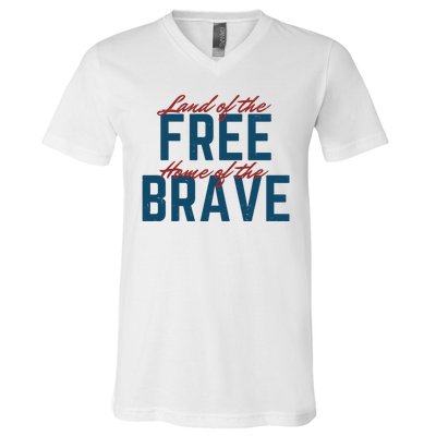 Land Of The Free Home Of The Brave Vintage V-Neck T-Shirt