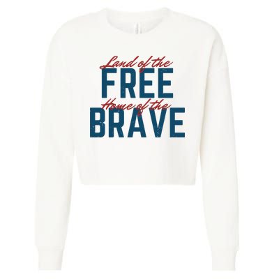 Land Of The Free Home Of The Brave Vintage Cropped Pullover Crew