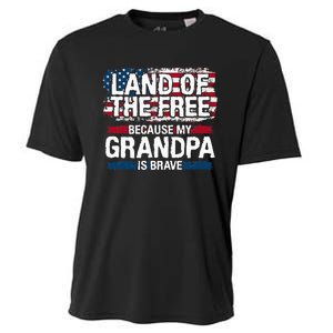 Land Of The Free Because My Grandpa Is Brave Veteran Army Cooling Performance Crew T-Shirt