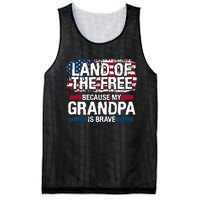 Land Of The Free Because My Grandpa Is Brave Veteran Army Mesh Reversible Basketball Jersey Tank