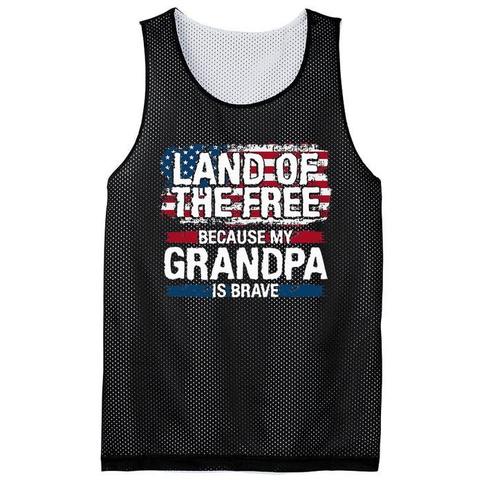 Land Of The Free Because My Grandpa Is Brave Veteran Army Mesh Reversible Basketball Jersey Tank