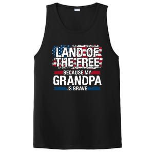 Land Of The Free Because My Grandpa Is Brave Veteran Army PosiCharge Competitor Tank