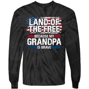 Land Of The Free Because My Grandpa Is Brave Veteran Army Tie-Dye Long Sleeve Shirt