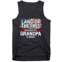 Land Of The Free Because My Grandpa Is Brave Veteran Army Tank Top