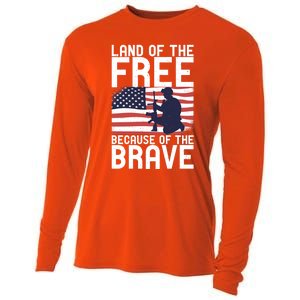 Land Of The Free Because Of The Brave Memorial Day Funny Gift Cooling Performance Long Sleeve Crew