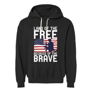 Land Of The Free Because Of The Brave Memorial Day Funny Gift Garment-Dyed Fleece Hoodie