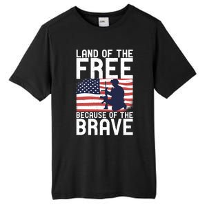 Land Of The Free Because Of The Brave Memorial Day Funny Gift Tall Fusion ChromaSoft Performance T-Shirt