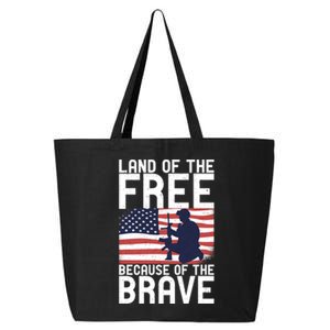 Land Of The Free Because Of The Brave Memorial Day Funny Gift 25L Jumbo Tote