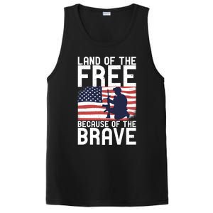 Land Of The Free Because Of The Brave Memorial Day Funny Gift PosiCharge Competitor Tank