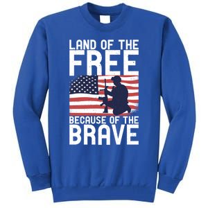 Land Of The Free Because Of The Brave Memorial Day Funny Gift Tall Sweatshirt