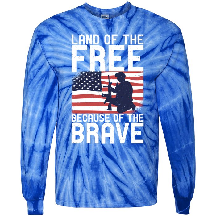 Land Of The Free Because Of The Brave Memorial Day Funny Gift Tie-Dye Long Sleeve Shirt