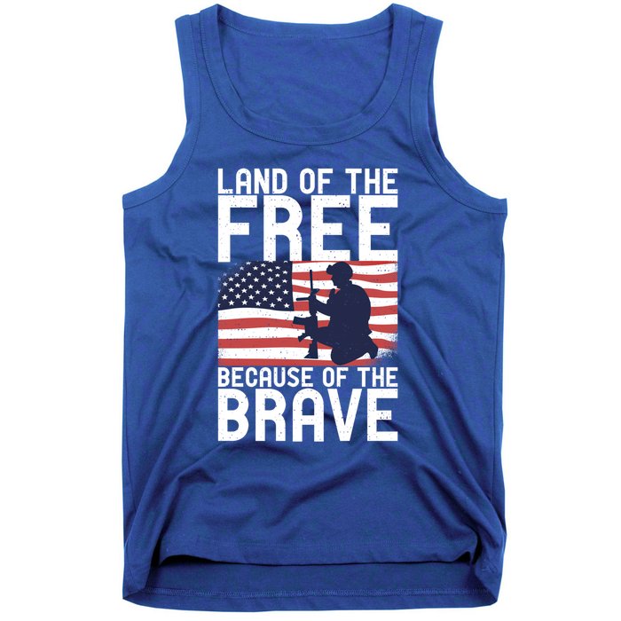 Land Of The Free Because Of The Brave Memorial Day Funny Gift Tank Top