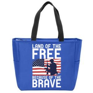 Land Of The Free Because Of The Brave Memorial Day Funny Gift Zip Tote Bag