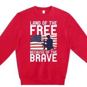 Land Of The Free Because Of The Brave Memorial Day Funny Gift Premium Crewneck Sweatshirt