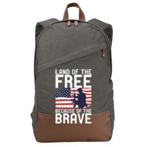 Land Of The Free Because Of The Brave Memorial Day Funny Gift Cotton Canvas Backpack